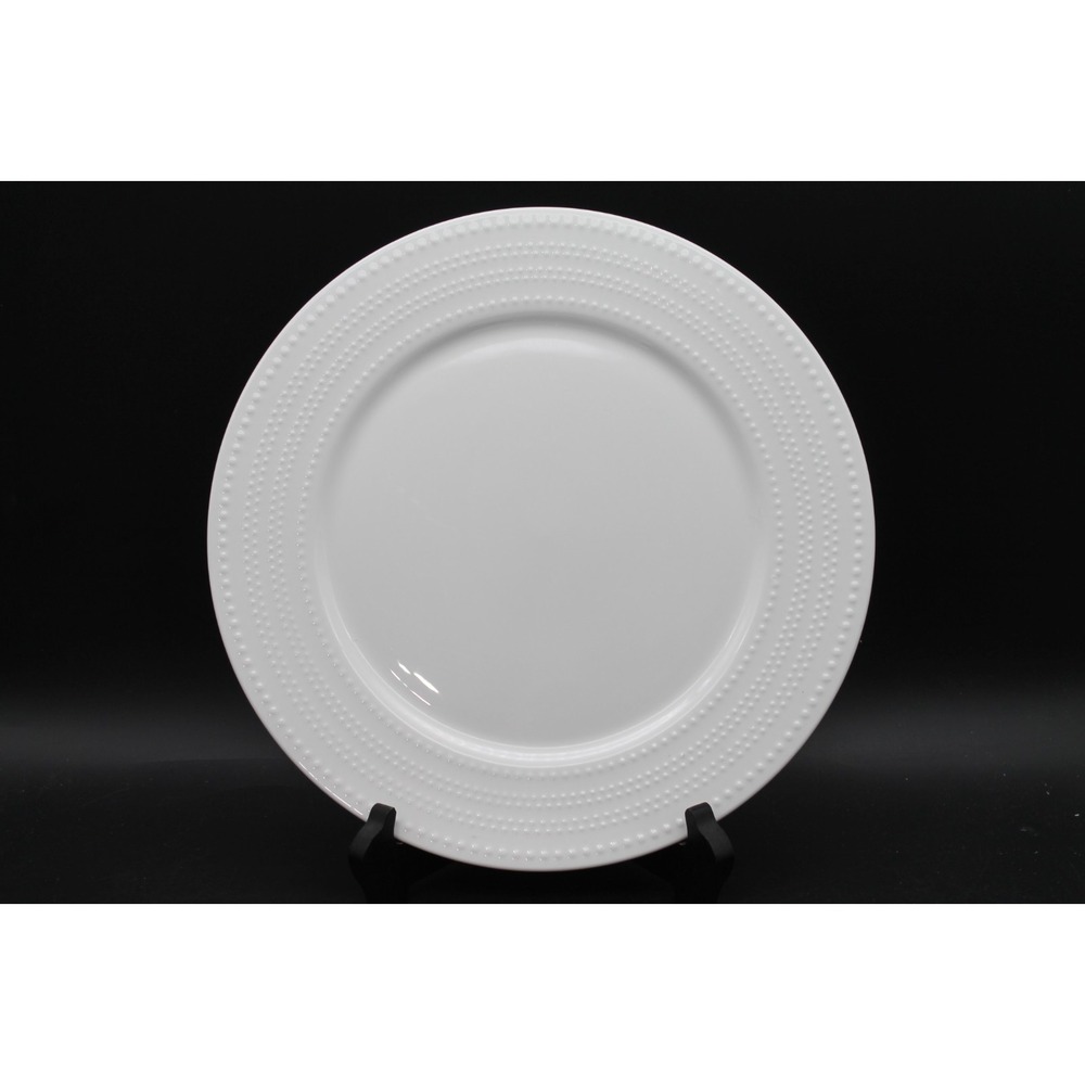 Set of (2) Mikasa Nellie Bone China White Beaded Dinner Plate 11.25" Replacement